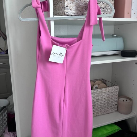 Pink Dress with Bow Straps from Linen Rose Boutique - Picture 3 of 4